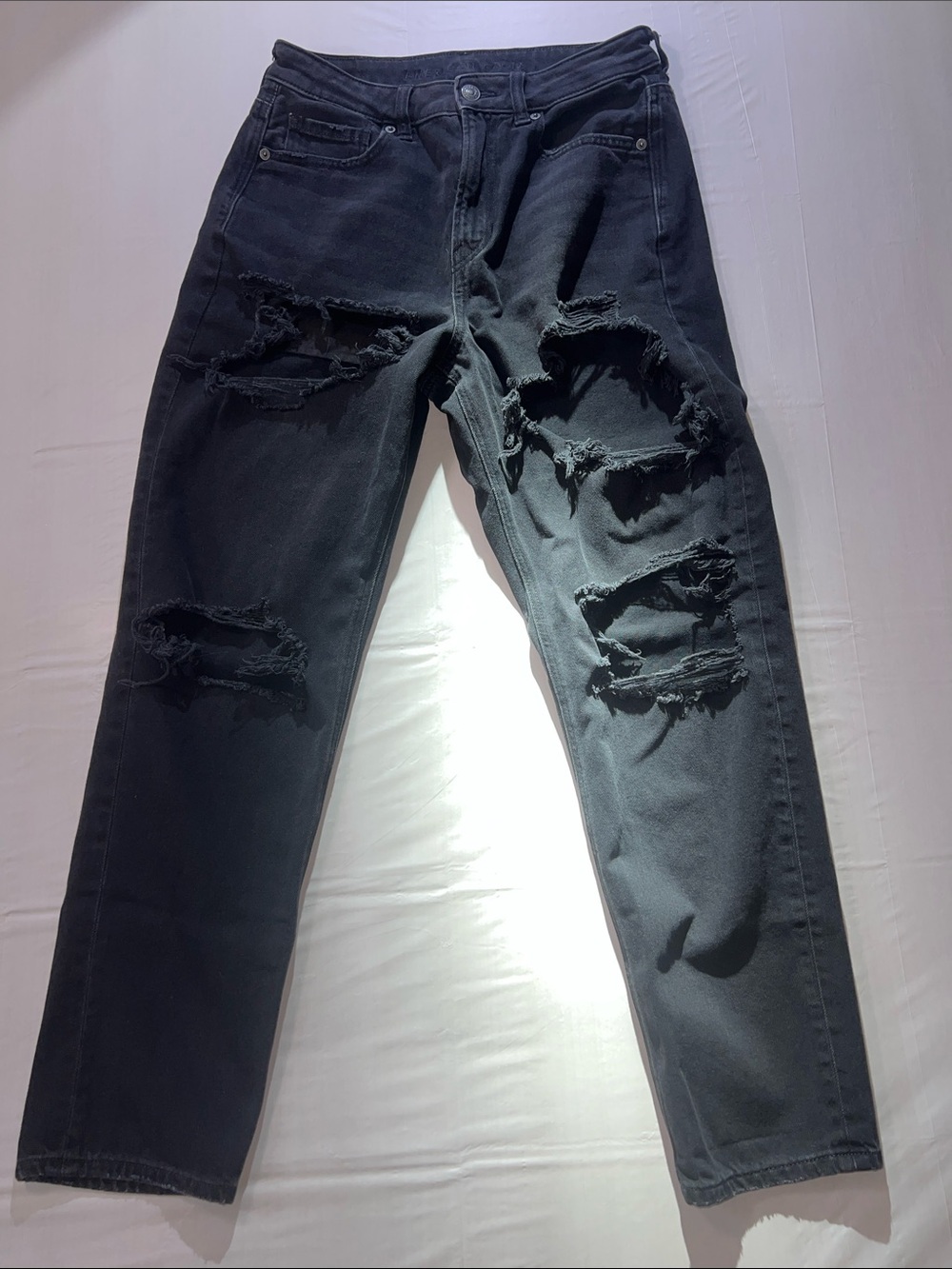 Women’s Distressed Black Ripped Mom Jeans